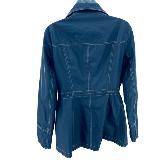 MICHAEL Michaels Kors Navy Blue Zip Adjustable Classic Raincoat Jacket S - Picture 3 of 12